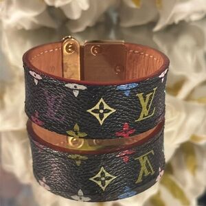 Louis Vuitton Vintage Multicolor Bracelet Cuff Leather
